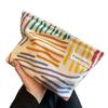 Colorful Stripes Corduroy Cosmetic Bag Portable Travel Toiletry Bag Skincare Sundries Aesthetic Makeup Storage
