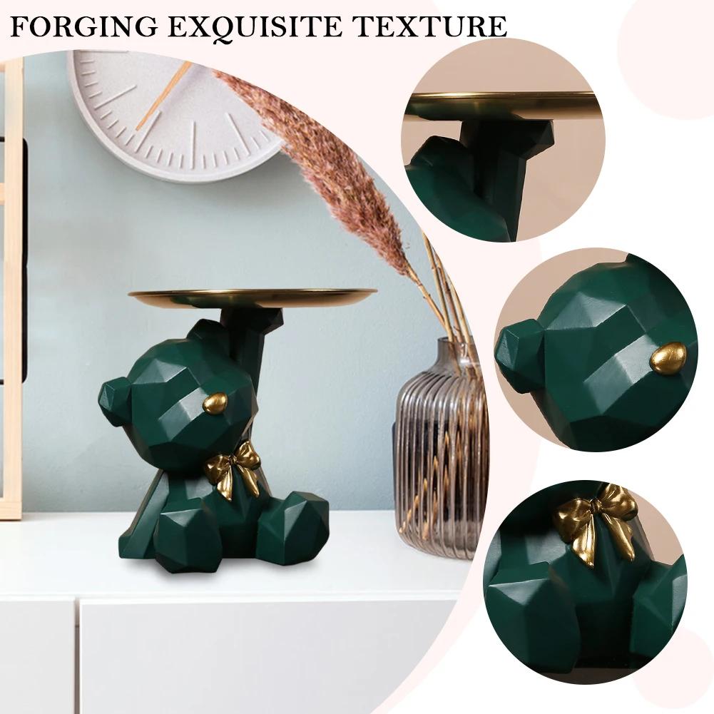 Geometric Bear Resin Storage Box - Decorative Desktop Organizer for Candy, Crafts & Office Supplies, Coffee Shop Home Decor