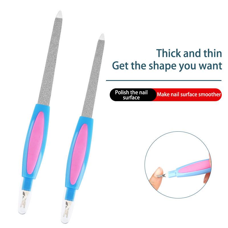2In1 Dead Skin Remover Fingernail File Nail Art Fork Cuticle Remover Nipper Pusher Trimmer Metal Pedicure Nails Care Nail Tools