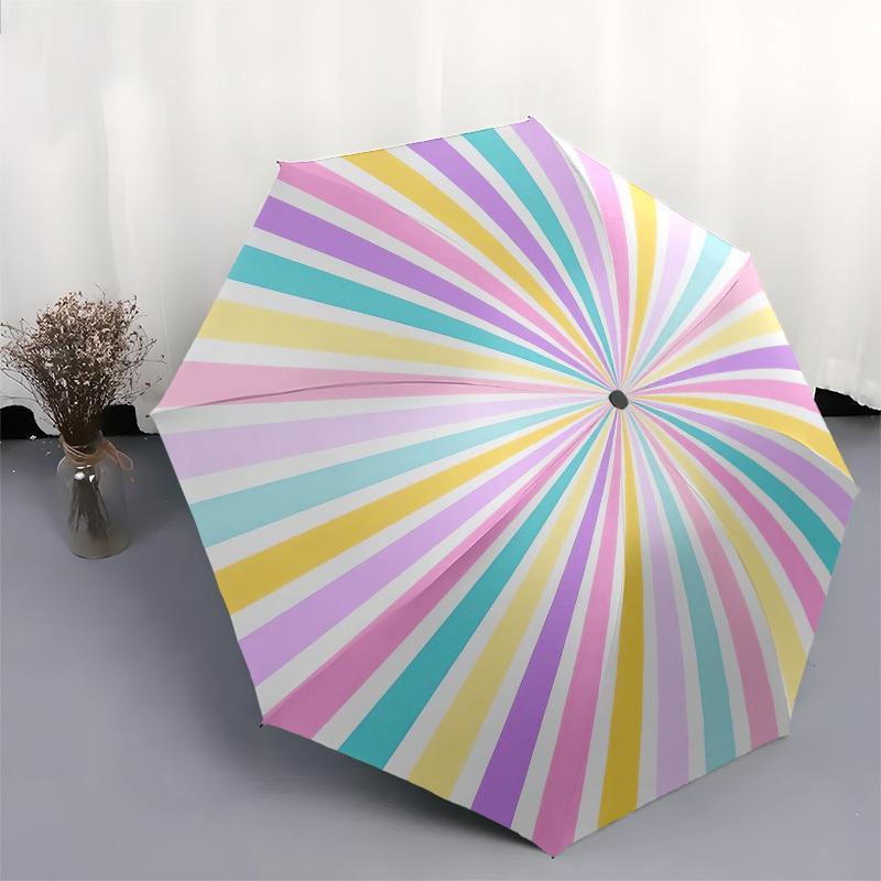 1pc Pastel Rainbow Burst Pattern Umbrella with Plastic Handle,Suitable for All Seasons Home Travel Outdoor UmbrellaPT270