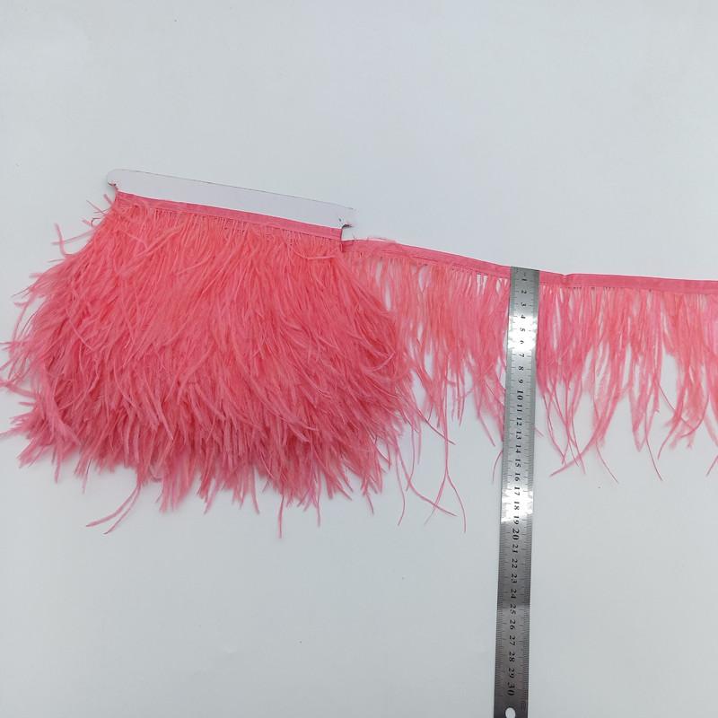 Feather1meter Dyed Colorful Ostrich Feathers Trim Ribbon for Dress Clothing Decoration Sewing Needlework Handicraft Accessories10-15cm