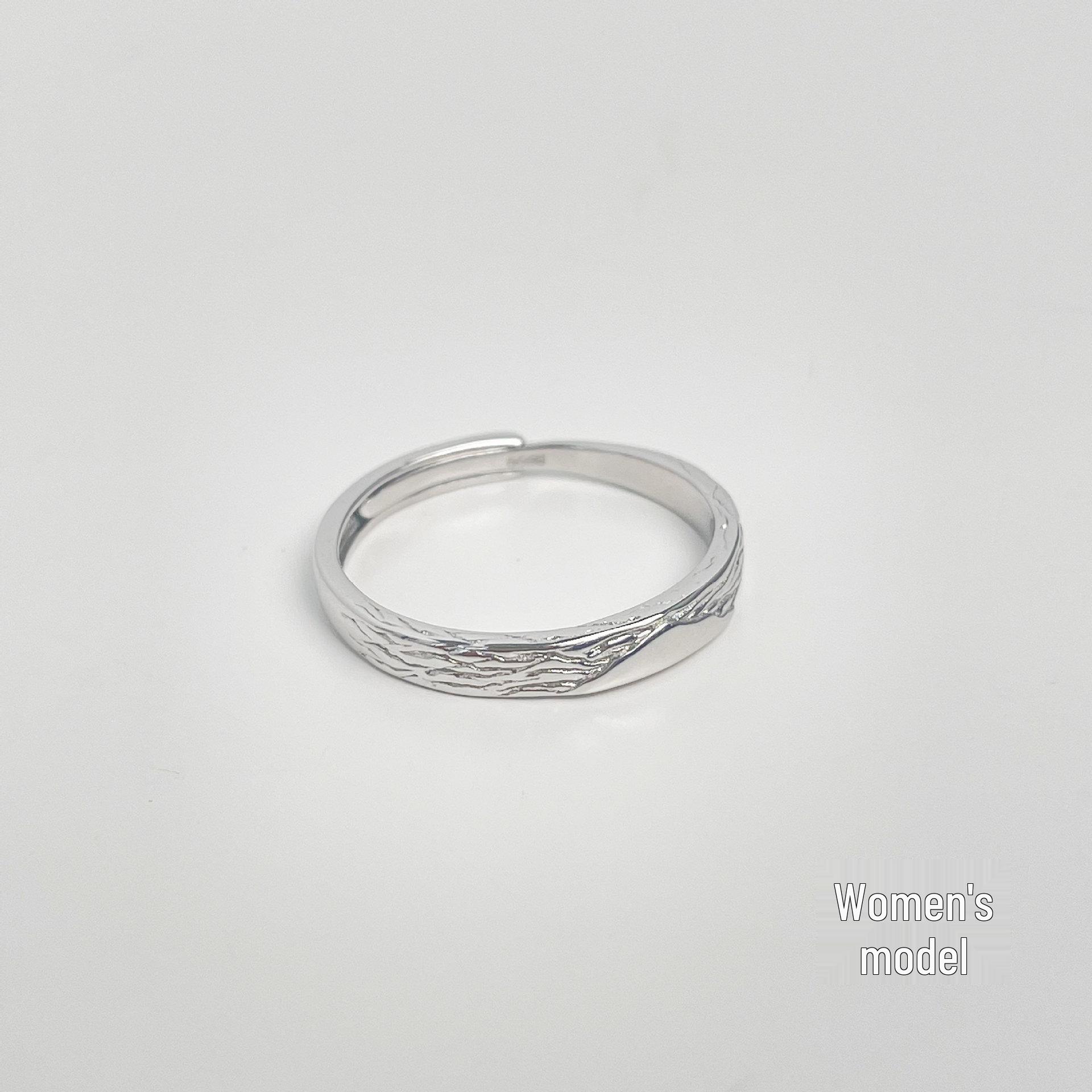 Tichia Real Shot Niche Design 999 Sterling Silver Etched Glacier Couple Rings - Perfect Valentine s Day Gift