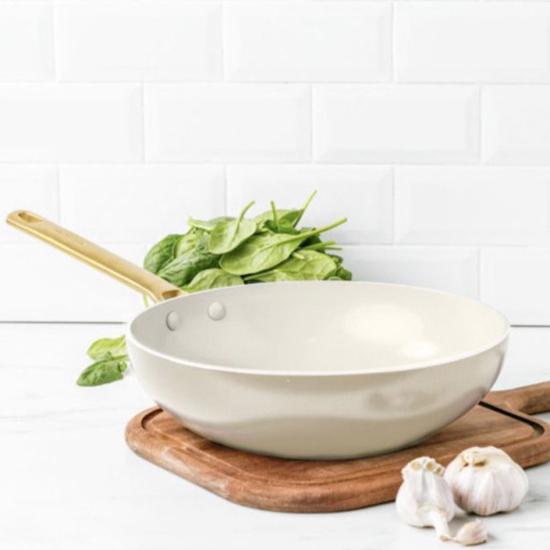 GREENPAN PADOVA FRYING PAN & Wok (28CM) Dishwasher Oven Safe PFAS-Free Brown