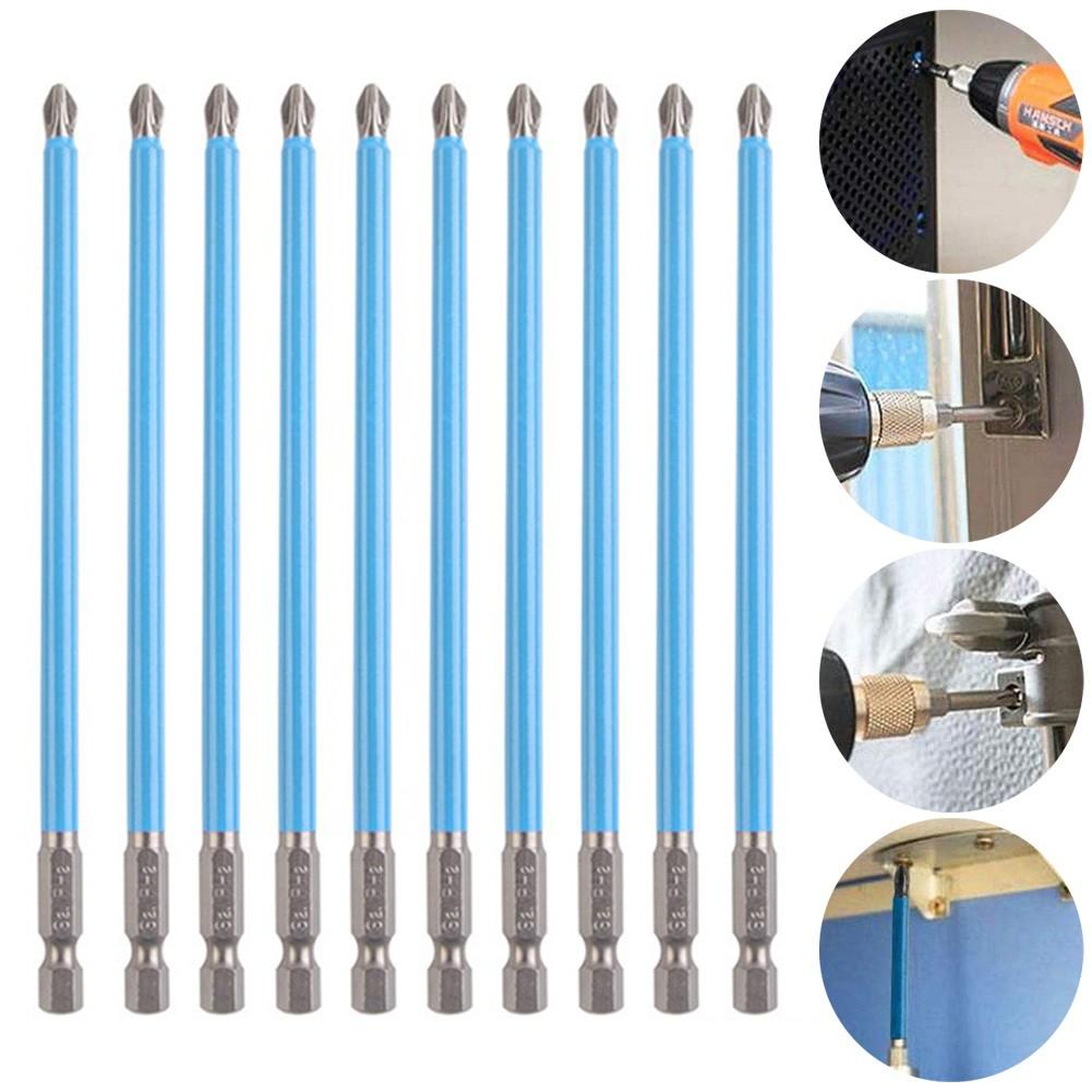 10PCS 150mm 1/4 Hex Shank Fits Magnetic PH2 Long Reach Electric Screwdriver Bits