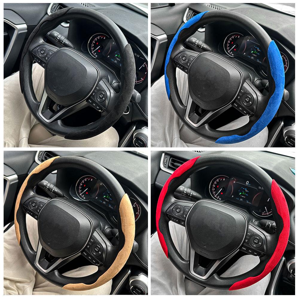 Suede Universal Car Steering Wheel Booster Cover Non-Slip Auto Interior Steer Protector Decoration Accessories Winter Keep Warm
