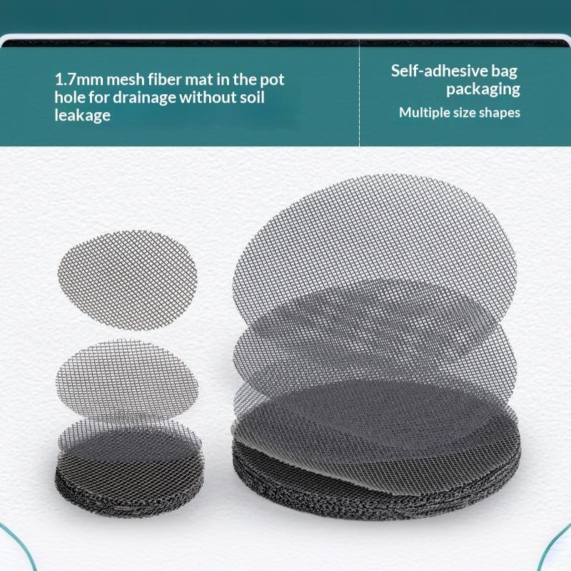 50Pcs Flower Pot Drainage Hole Mesh Pads Plastic Breathable Prevent Soil Leakage for Indoor Outdoor Bonsai Planting