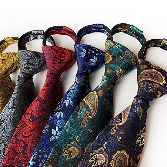 [NECOTIA] Amazon Exclusive Brand One-Touch Tie - Paisley Pattern, Diamond Dot, Solid Color - Stylish Men's Tie - Gift - Business (05)
