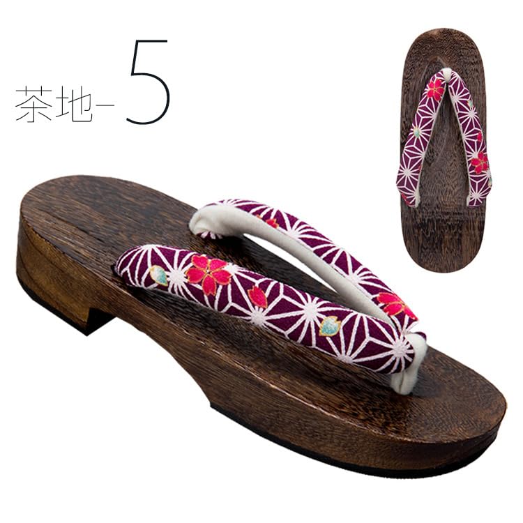 Paulownia Wood Geta Sandals with Soft Thongs and Floral Perfect for Cherry Blossom and Yukata Fluffy Thongs Size Japanese Shoe Size [BUITVOZE] Women's