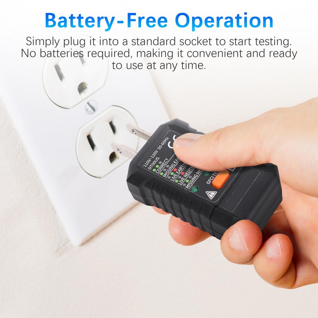 Outlet Tester, Portable Electrical Socket Tester   110V 120V AC Receptacle Analyzer with GFCI RCD Test, Live Neutral