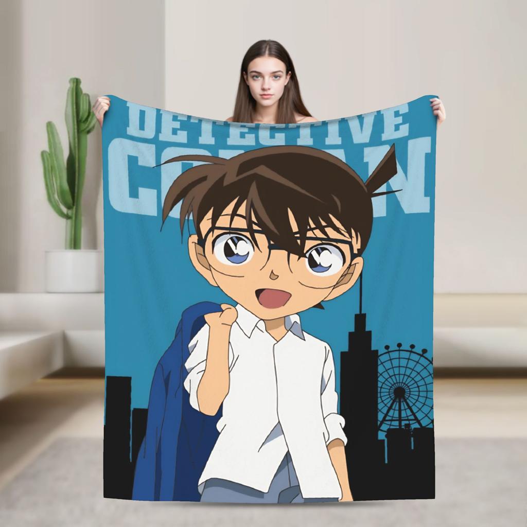 Detective Conan Blanket Coral Fleece Plush Spring Autumn Multi-function Super Soft Throw Blankets for Sofa Bedroom Bedspread