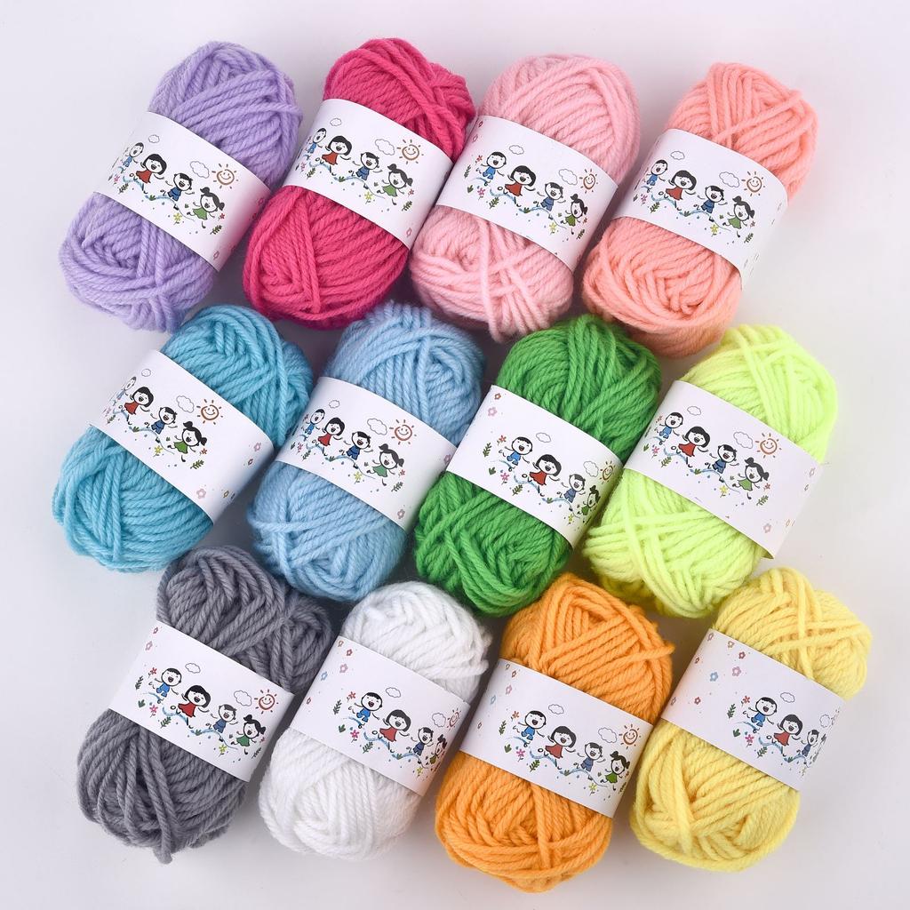 12Color Set Kids DIY Knitting Crochet Yarns Colorful Material For Needlework Sewing Hand Crafting Wool Ball Hat Dolls Soft Sewin