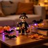 Atmospheric Window Displays Wooden Halloween Figurine with Lantern, Pumpkin Scarecrow Skeleton Mummy Ghost Witch Seasonal Tabletop Accessories Statue,