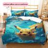 Pikachu Pokémon Pattern Bedding Home Decoration Birthday Gift (1 * Duvet Cover + 2 * Pillowcase, Without Core)