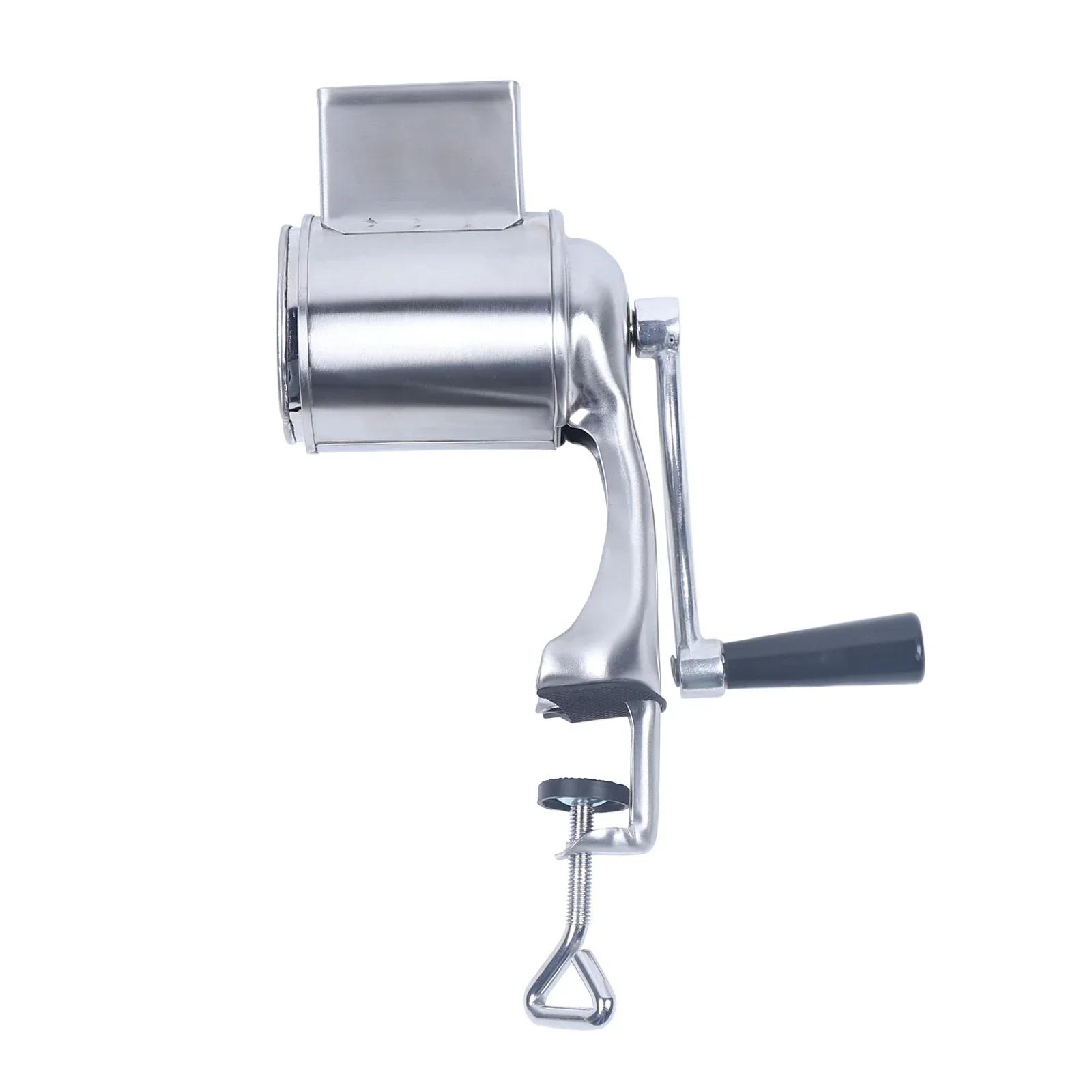 

Stainless Steel Cheese Grater, Drum Grater, Nut Mill, Vegetable Cutter, Rotary Grater, 5 x Drums, Suitable for Crushing, Cutting серебряный