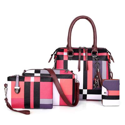 Luxury Handbags Plaid Women Bags Designer 2019 Tassel Purses Handbags Set 4 Pieces Bags Composite Clutch Female Bolsa