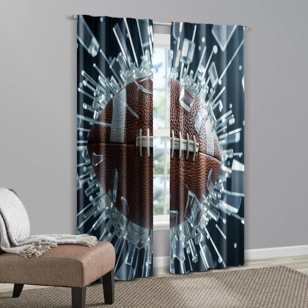 2pcs   Curtain Fabric American football through walls Fabric (without rod) Stuff Clearance Perfect for Living Room   Bedroom