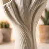 Modern Ceramic Vase, Minimalist Textured Off-White Flower Vase for Home Decor, 8.8 Inch Height