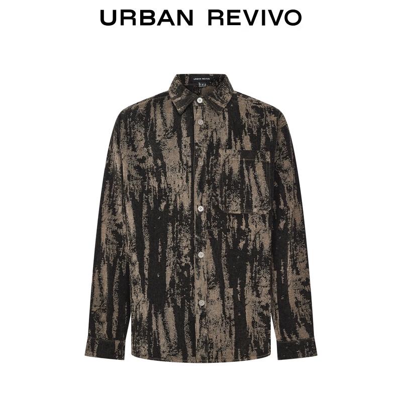 UR Men's Retro Color-block Texture Casual Shirt