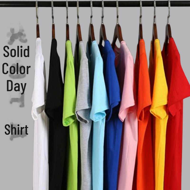 Men's Casual Solid Color Short Sleeve T-Shirt - Polyester Silk Cotton Blend