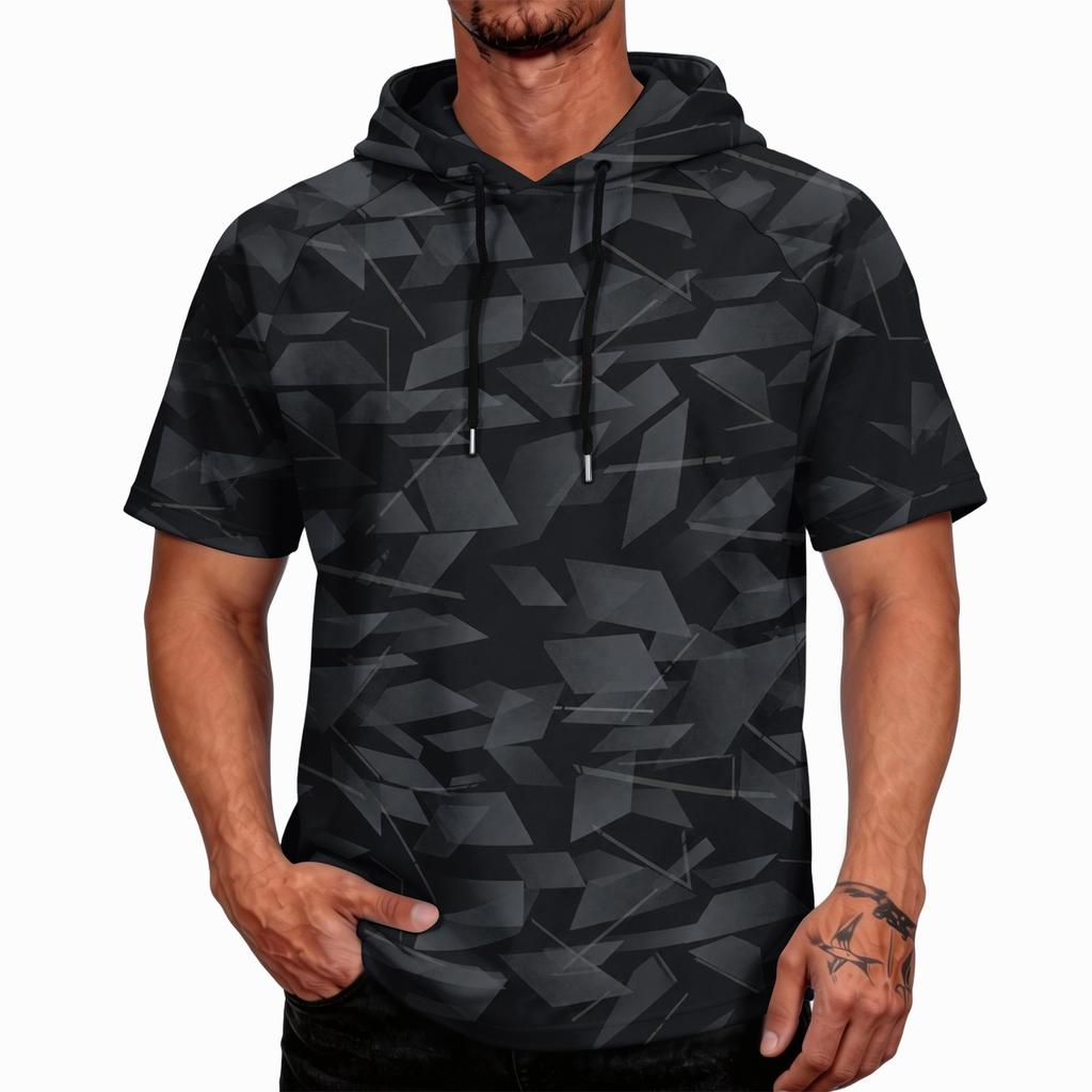 Men's Short Sleeve Hoodie UPF50+ Sun Protection Casual Sports Fishing Outdoor Lightweight Breathable Quick Dry Sweatshirt