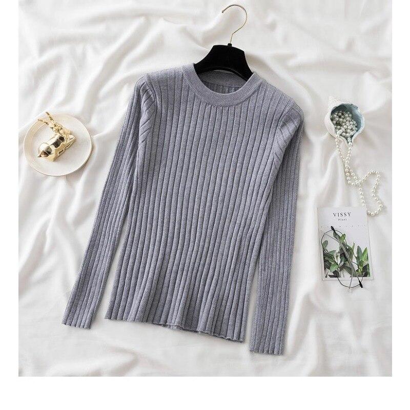 Herbst Oansatz Gestrickte Lange Hülse Frauen Pullover 2023 Mode Koreanische Dünne Strickwaren Winter Casual Gestreiften Tops Jumper 28713