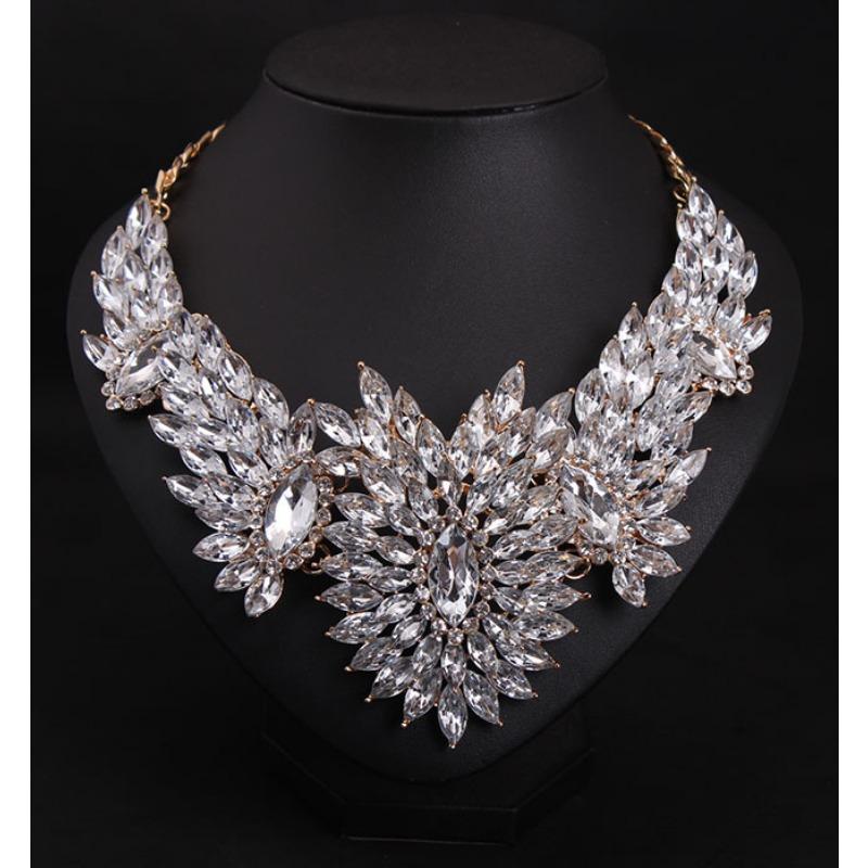 Europe, America, Colored Crystal Gemstone Diamond Short Collarbone Necklace Exaggerated Fashion Women'S Accessories