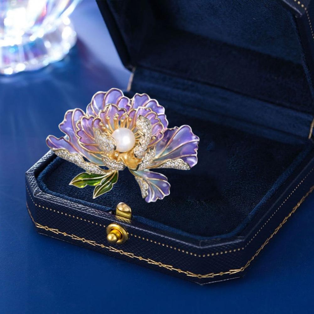 Freshwater Pearl Peony Corsage Brooch High-End Women'S Versatile High-End Sense Pin Anti-Light Personalized Clothing Accessories