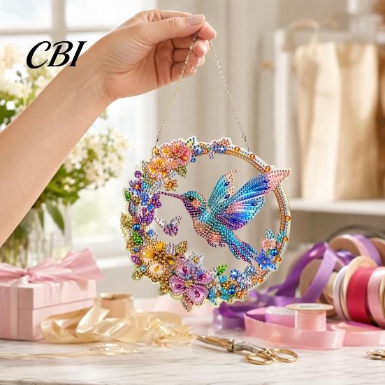 Indoor Outdoor Decor Flower Print Sun Catcher, Acrylic Colorful Owl Hummingbird Dragonfly Suncatcher, Catcher Hanging Artistic Ornament, Home
