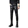 Autumn Spring Mens Skinny Biker Leather Pants Fashion Faux Leather Motorcycle Trousers for Male Trouser Stage Club Wear