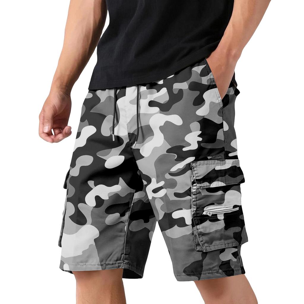 Herren-Cargoshorts mit Kordelzugbund Verstellbare Passform Mehrere Taschen Robustes Leichtes Material für Arbeiten im Freien und Freizeit