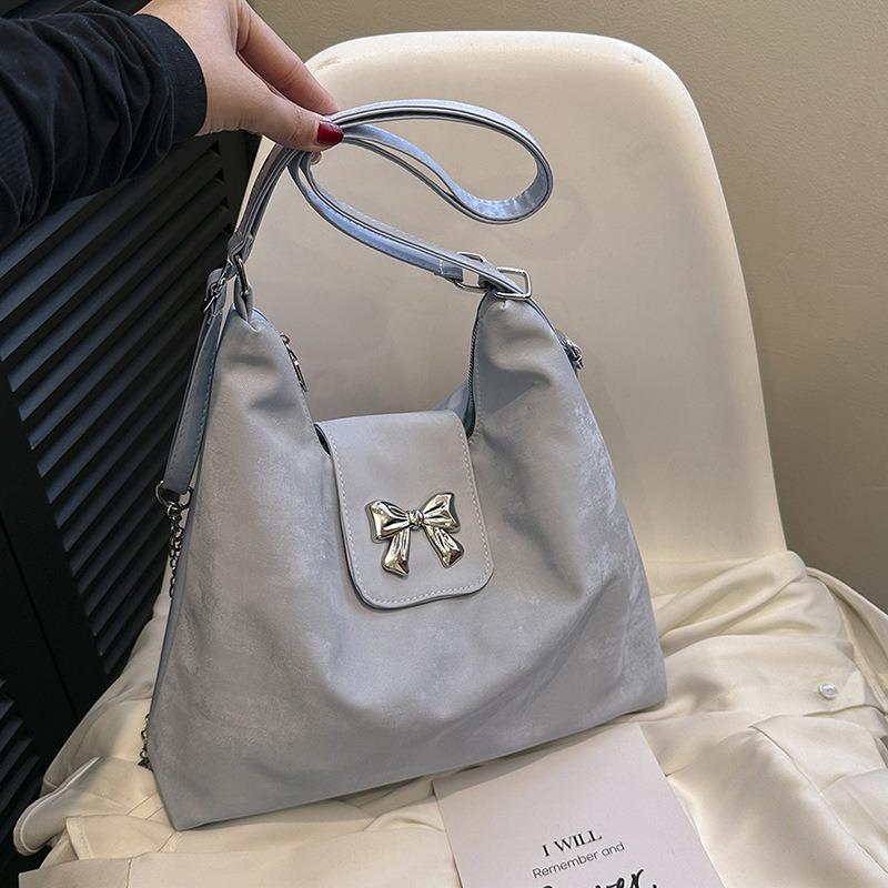 Bolsa tote portátil personalizada com laço para mulher, mochila casual versátil multiuso, bolsa de ombro mensageiro texturizada