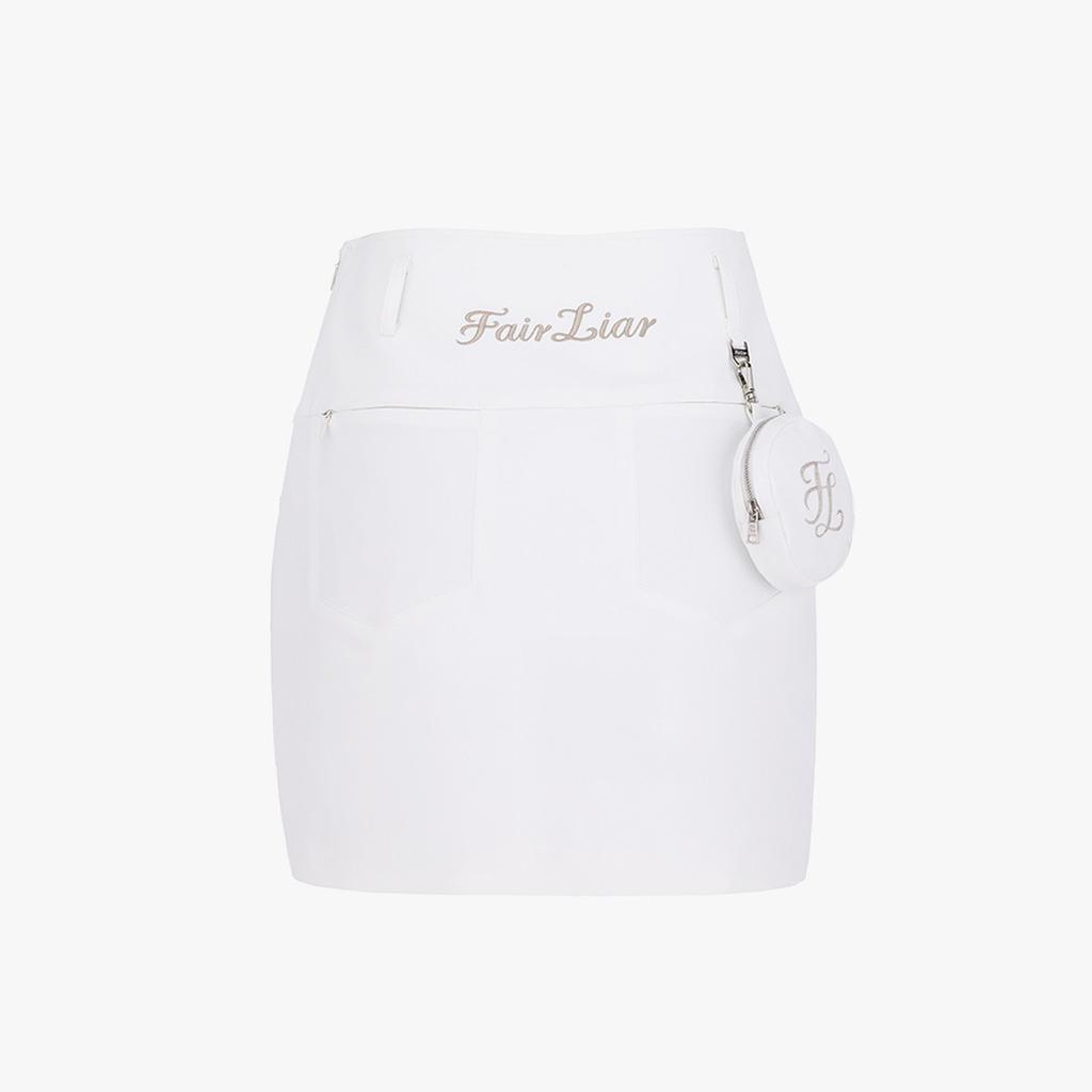 FAIRLIAR GOLF Ball Pocket H-Line High-Waisted Skirt (White)
