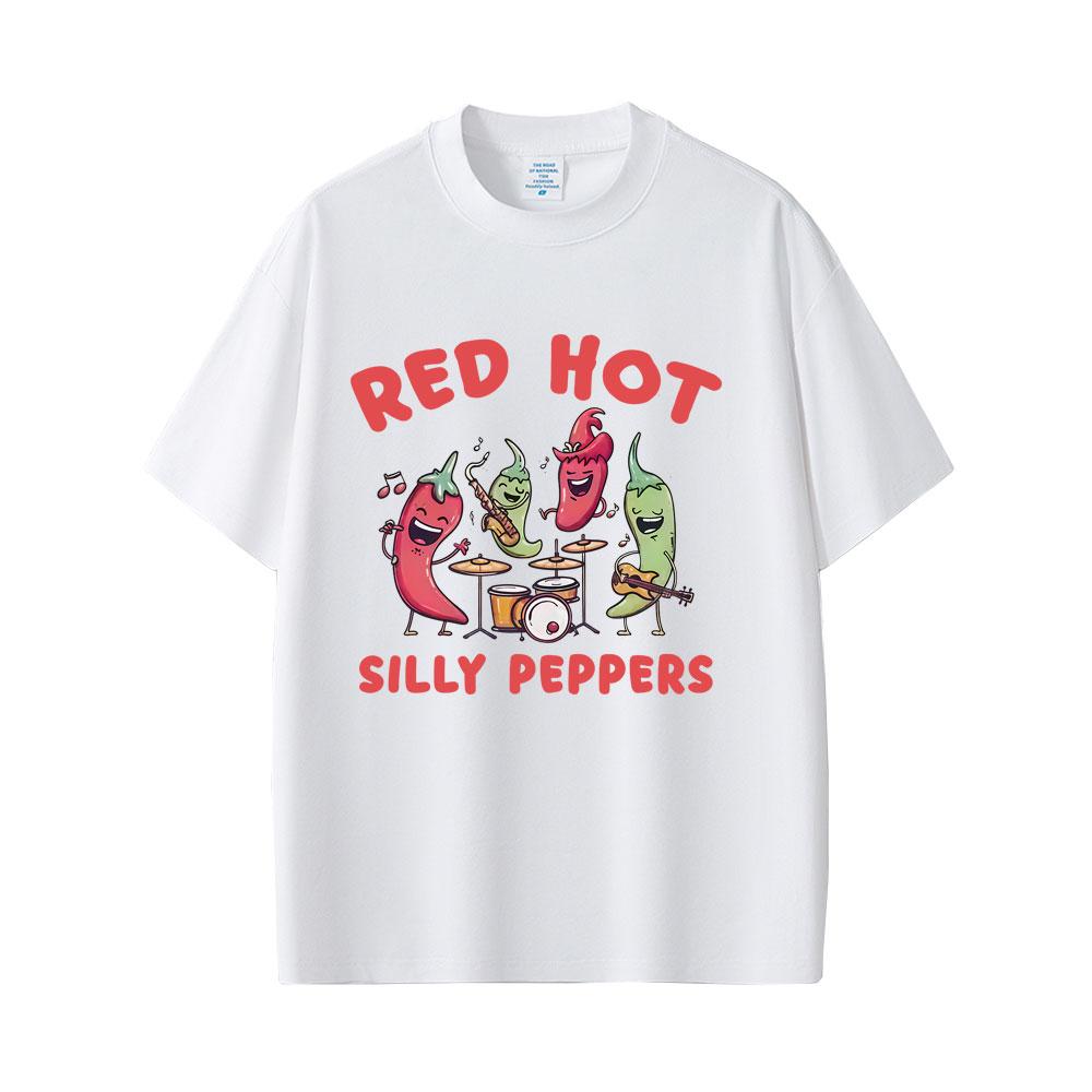 Funny Red Hot Silly Peppers Meme T Shirts Unisex Women Clothing Vintage Humor Rock Tshirt Unisexs Casual Cotton Oversized Tshirts