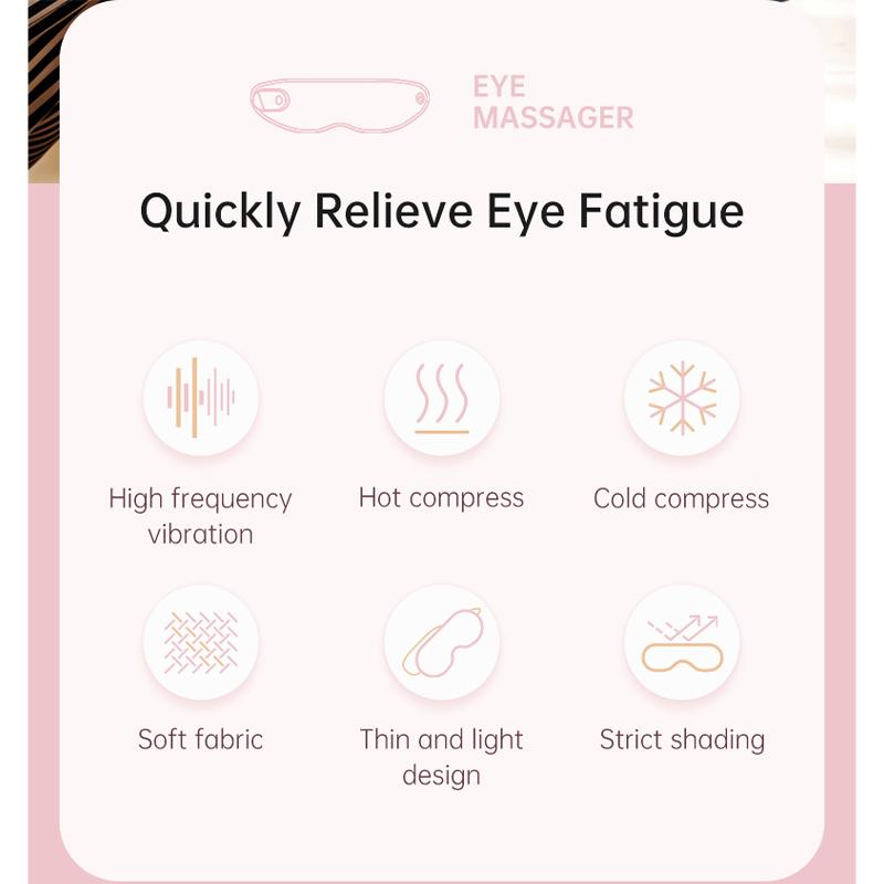 Electric Vibration Eye Massager Heated Eye Mask Wireless Relieve Eye Strain Dark Circles Dry Eye Fatigue Relief Sleeping Mask