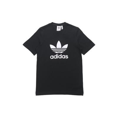 Tricou cu mânecă scurtă și gât rotund cu imprimeu logo Trefoil Originals Bărbați Topuri Negru GN3462