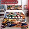3pcs Duvet Cover Set (1*Duvet Cover + 2*Pillowcase, Without Core), Custom Name Demon Slayer Pattern Bedding Set, Home Bedroom Decor Gift