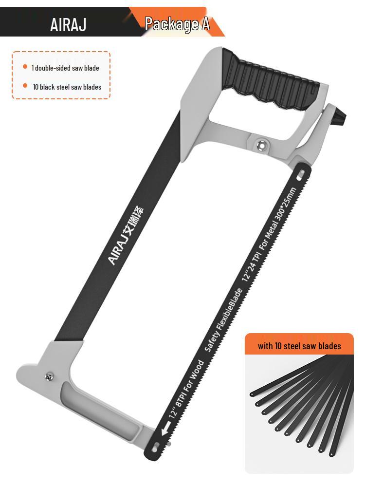 Compact Household Handheld Hacksaw with Iron Blade and Frame
