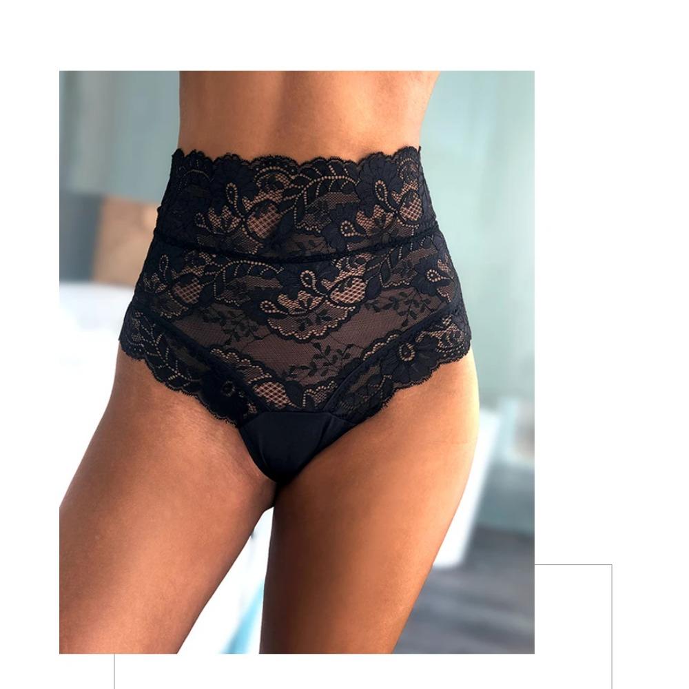 S-XXXL Plus Size High-waist Lace Panties Sexy Hollow Thongs Lingerie for Women