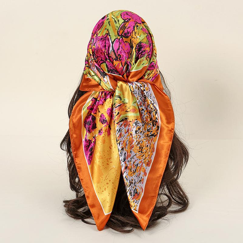 Fashion Paisley Printed Satin 85 Square Scarf Muslim Hijab Shawls Women Fashion Wraps Ethnic Style Islamic Turban Female Bandana