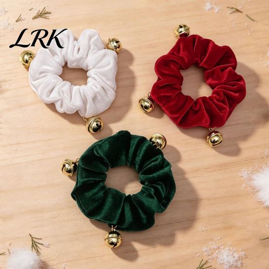 Christmas Gift for Girls Velvet Hair Scrunchies with Bells, Elastic Ties Women Girls, Retro Holiday Ponytail Holders Winter Festive Hairstyles Red or