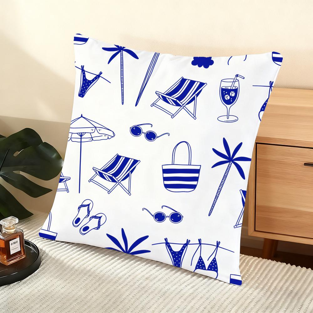 Beach Chair Cushion Cover Soft Short Plush Pillow Cover Smooth Cozy Texture Aesthetic Cushion Case Home Decor