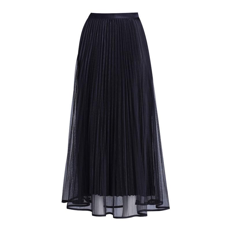 2026 Spring High Waist Pleated Mesh Skirt, Double-Sided Wear, Large Hem, Slimming Commuter Style.