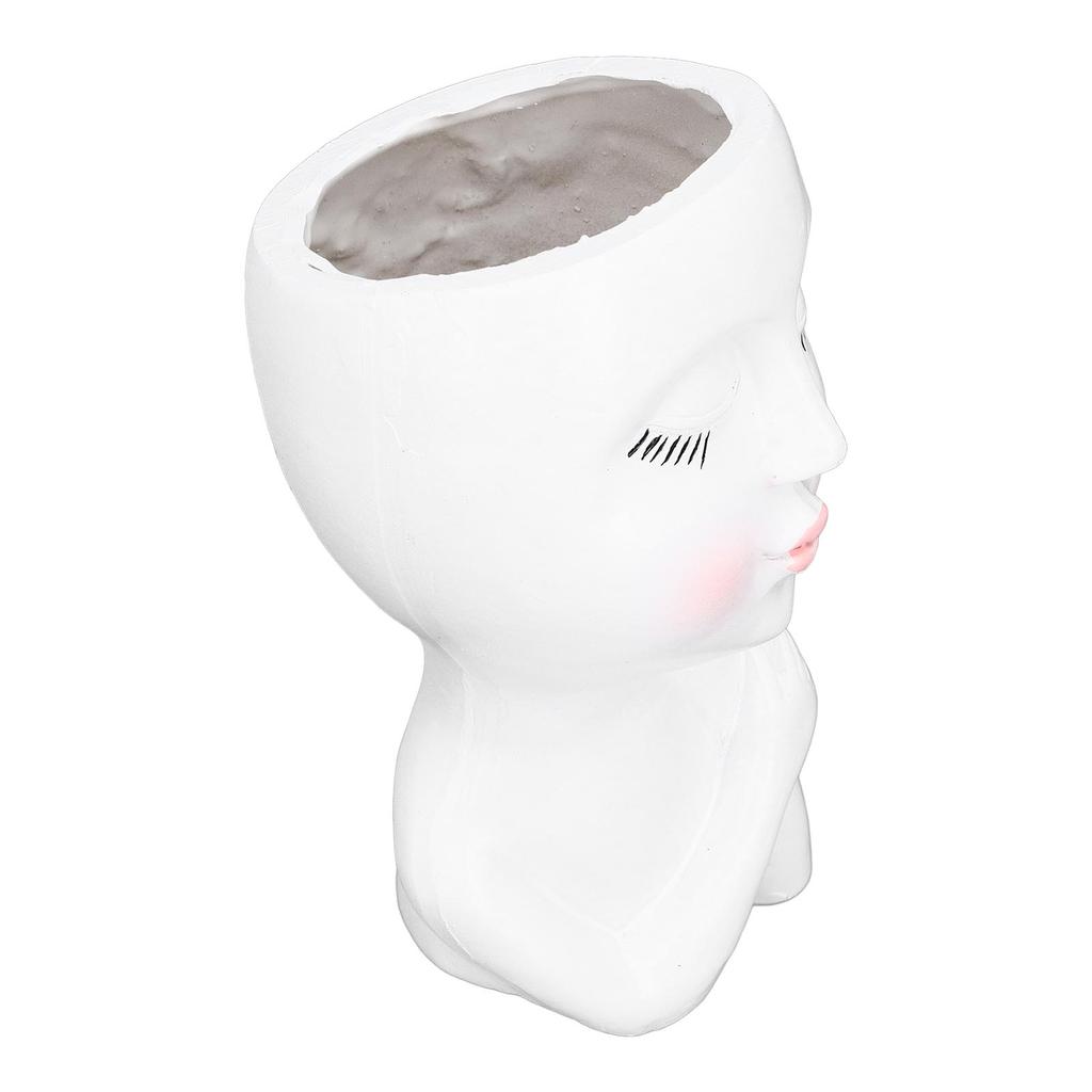 Face Flower Pot Eyes Closing Girl High Density Resin Drainage Hole Multi Purpose Head Planter Pot for Office Garden