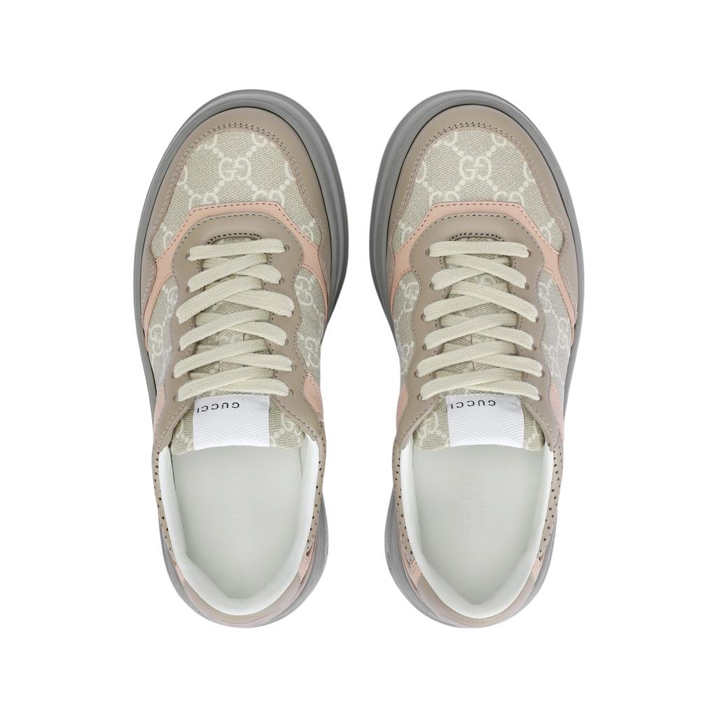 Gucci Chunky B GG Supreme Leather Low Top Stylish Skateboarding Shoes Women's Wheat Flour 700775 UPG90 9595