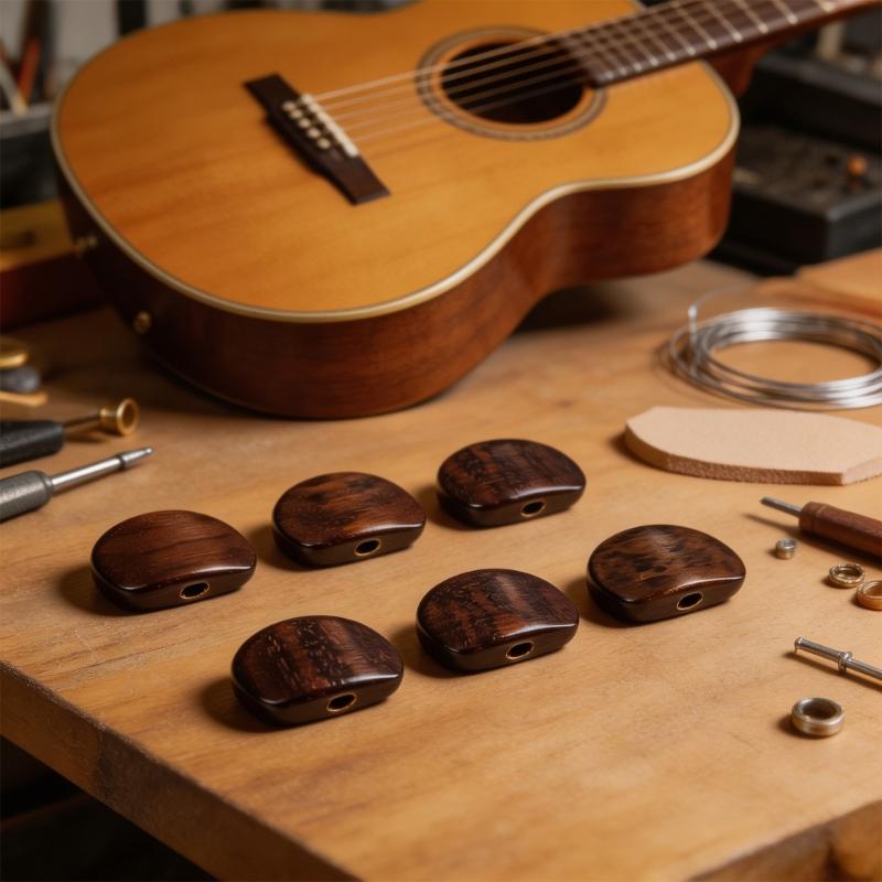 Gitarrenstimmwirbel-Knöpfe, Holz-Set mit 6 Ersatzknöpfen für Reparatur- und Instrumentenwartungsarbeiten Set-Verwendung