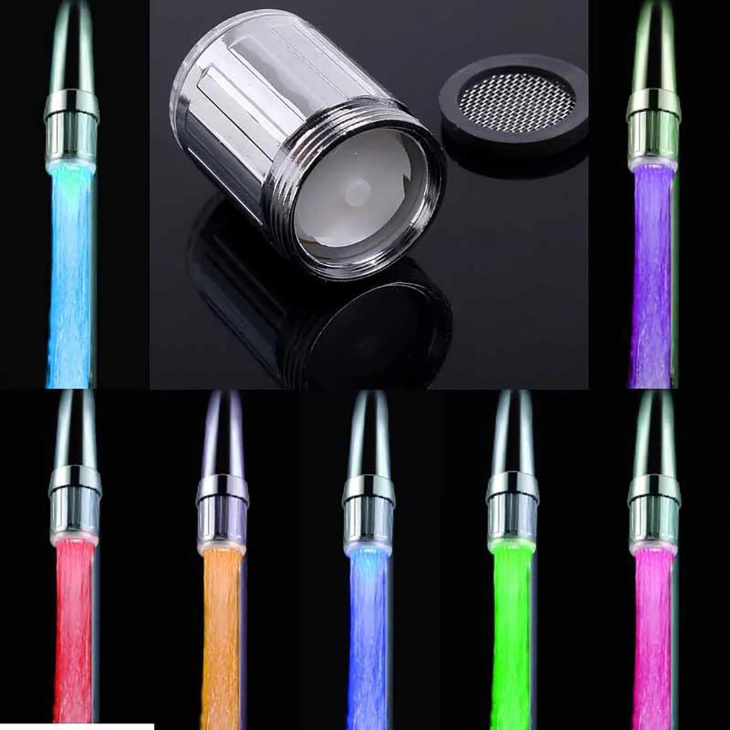 LED Temperature Sensitive Faucet Spout 3-Color Light-up Kitchen Faucet Colorful Aerator Decorate No Batteries Required