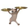 Resin Enchanting Cat Sculpture Organiser Art Crafts Kitten Jewelry Tray Statues Ornament Holiday Gifts for Living Room Office
