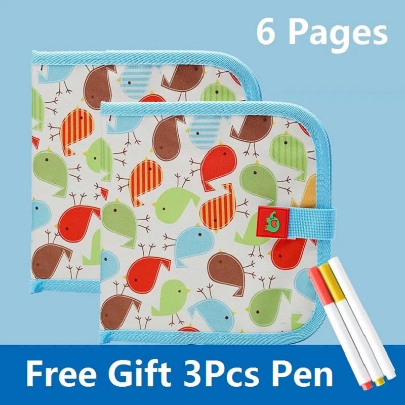 Children Magic Blackboard Educational Child Games Coloring Books Kids Toys To Draw 6 Sided Erase Boards with Water 3 Chalk Pens