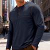 Men's Solid Color Stand Collar Henley Shirt, Long Sleeve Business Casual Sports Top, Spring Summer Daily Versatile Pullover T-Shirt
