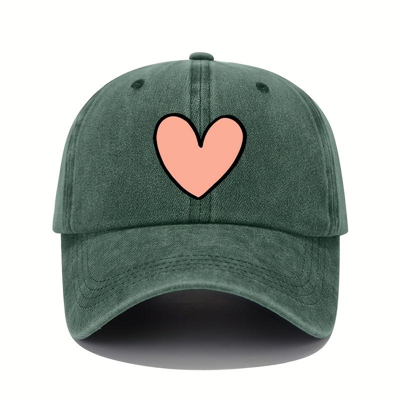 Valentine's Day Heart-shaped Printed Baseball Cap with Adjustable Retro Sports Cap Suitable for Men and Women